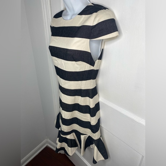 Alice + Olivia Fantine Ruffled Stripe Cap Sleeve Flare Mini Dress - Picture 3 of 14